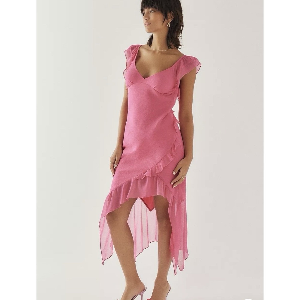 Vixen Midi Slip Pink Dress XS Urban Outfitters Light Before Dark Y2K Coquette